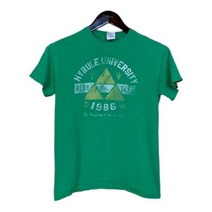 Legend of Zelda Hyrule University Men's Small Green T-shirt Graphic Tee